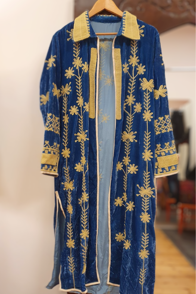 Shop Silk Velvet Embroidered Duster Coat - Origen Imports