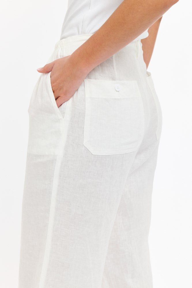 Shop Perry Linen Drawcord Pant - White - Origen Imports