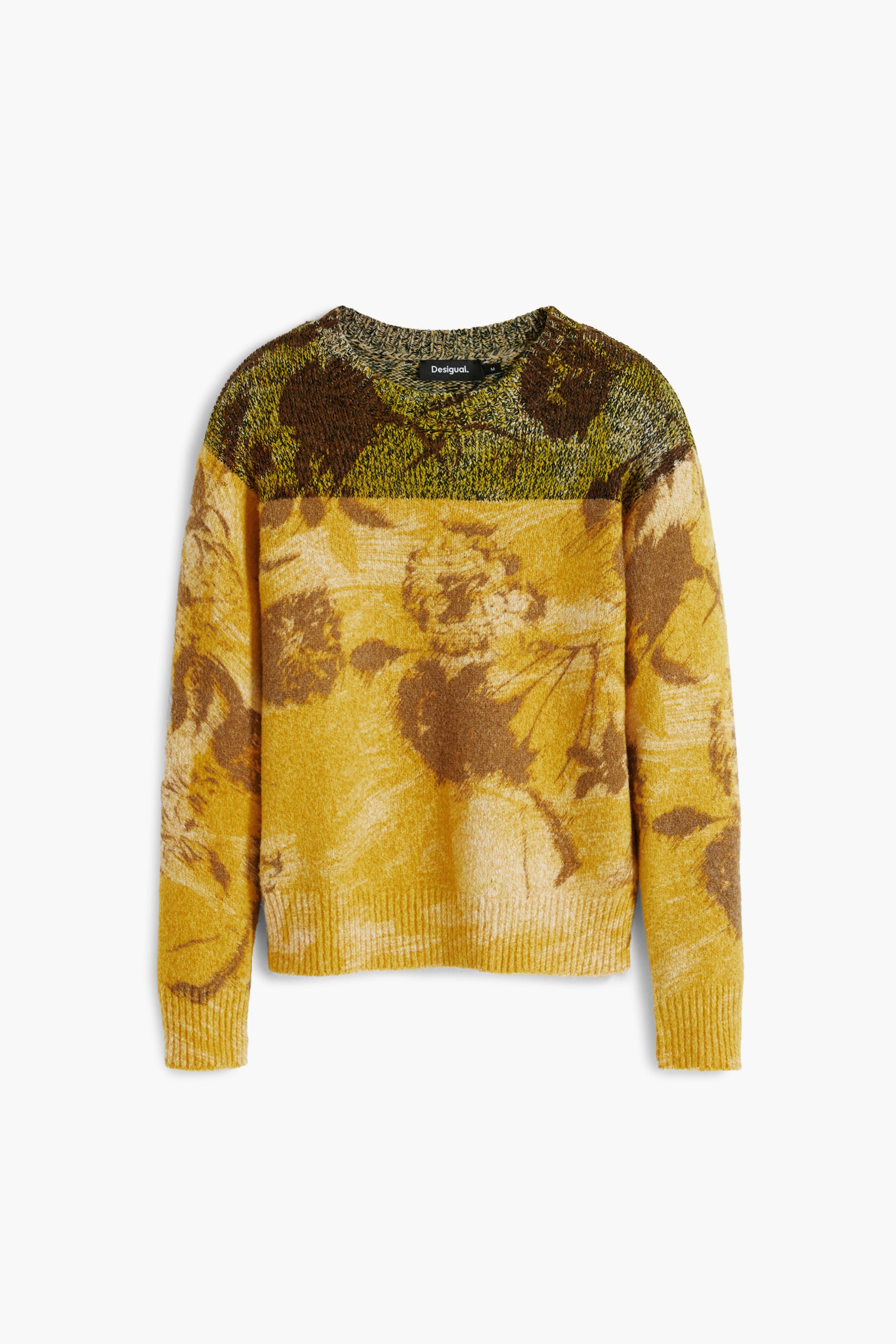 Desigual Adak Mustard Floral Jacquard Jumper