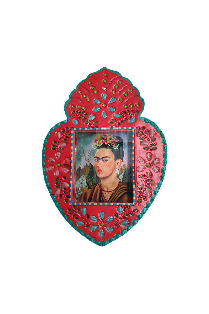 Mexican Tin Heart Nicho W/Virgin of Guadelupe