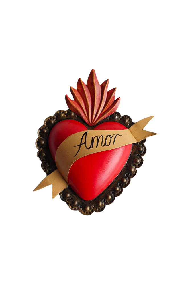 Mexican Tin Heart Amor - Large