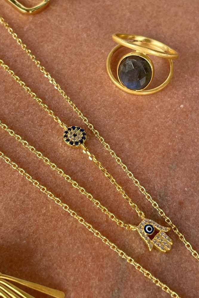 Mazel Hamsa & Mini Evil Eye Necklace By Susan Rose