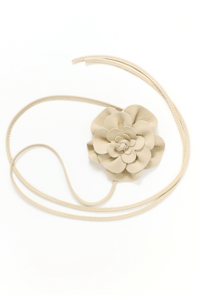 Beige Flower Wrap Belt