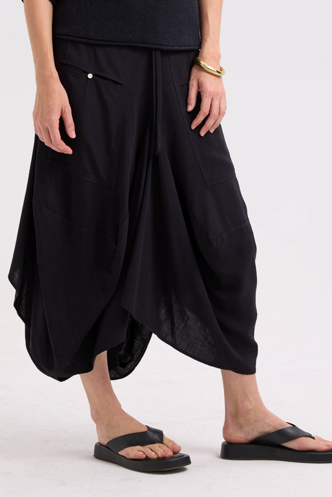 Drape Bottom Black Skirt By LD + Co