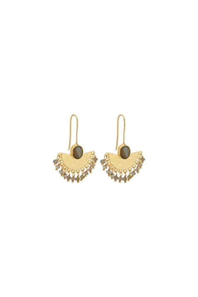 Shamira Labradorite Gold Fan Drop Earrings by Susan Rose