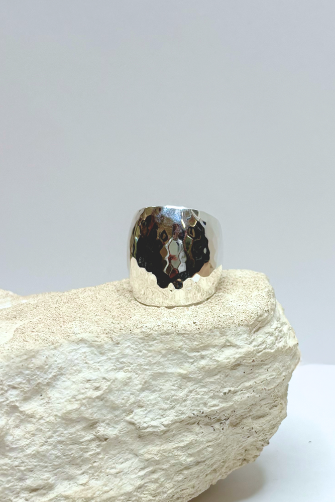 Shop Amara Beaten Band Sterling Silver Ring - Origen Imports