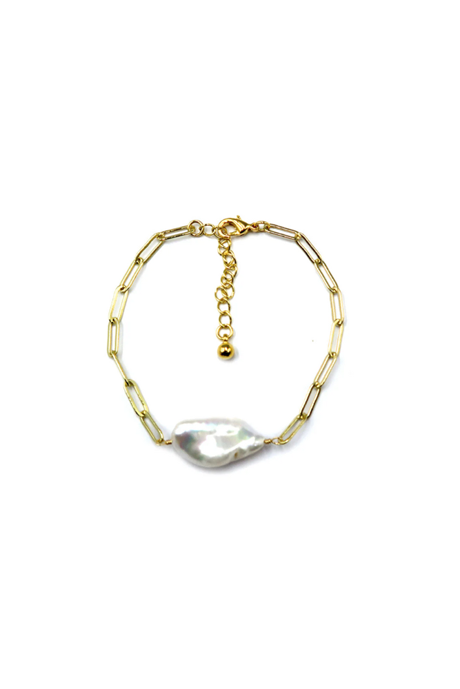 Shop Gold Plated Chain & Pearl Bracelet - Origen Imports