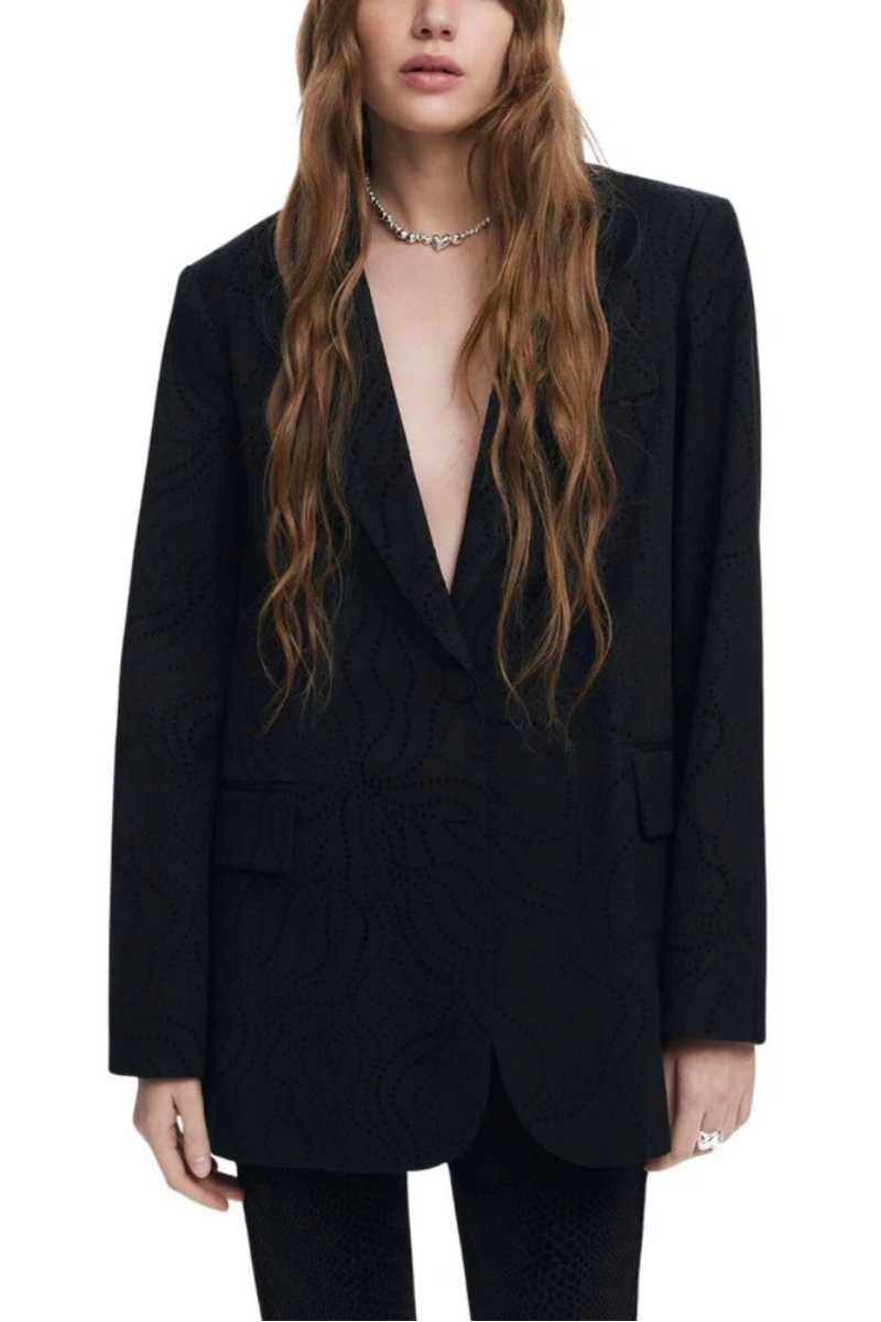 Black Desigual Laser-cut blazer