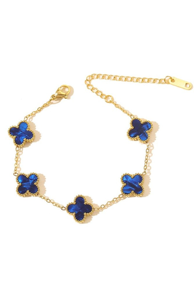 Shop Blue Clover Stainless Steel Bracelet by Susan Rose - Origen Imports