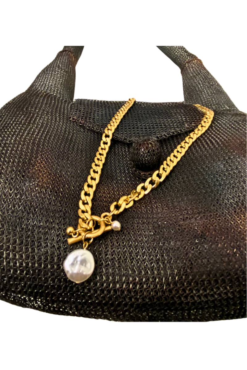 Brenna Gold Chain and Pearl Fob Necklace