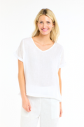 Calypso V Neck Short Sleeve Top -White