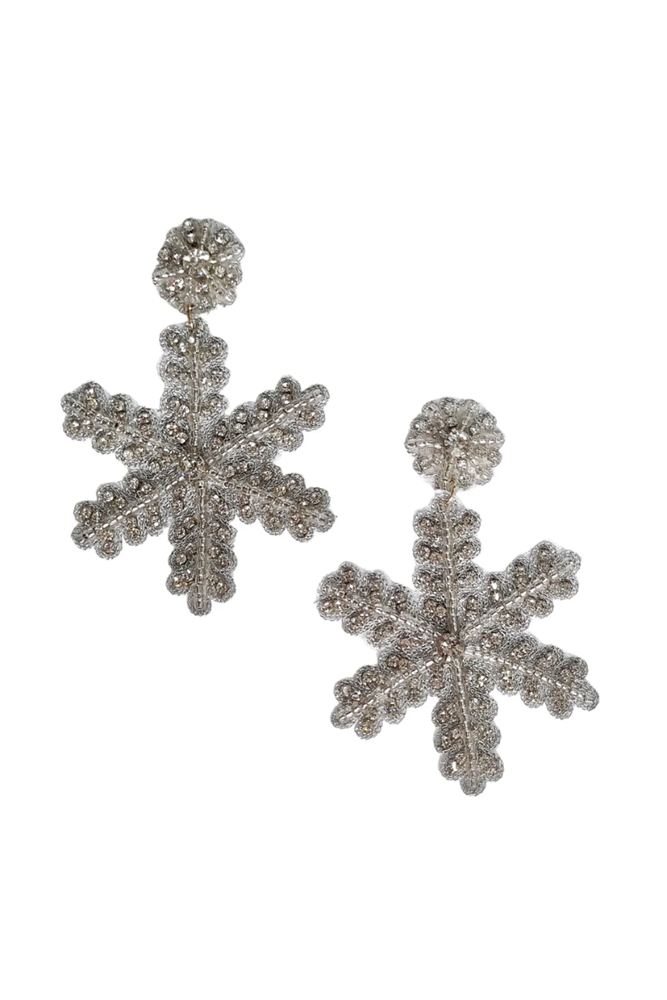 Shop Christmas Silver Snowflake Earrings - Origen Imports