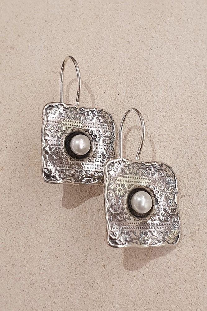 Shop Gavriella Sterling Silver Embossed Earrings By Dervish - Origen Imports