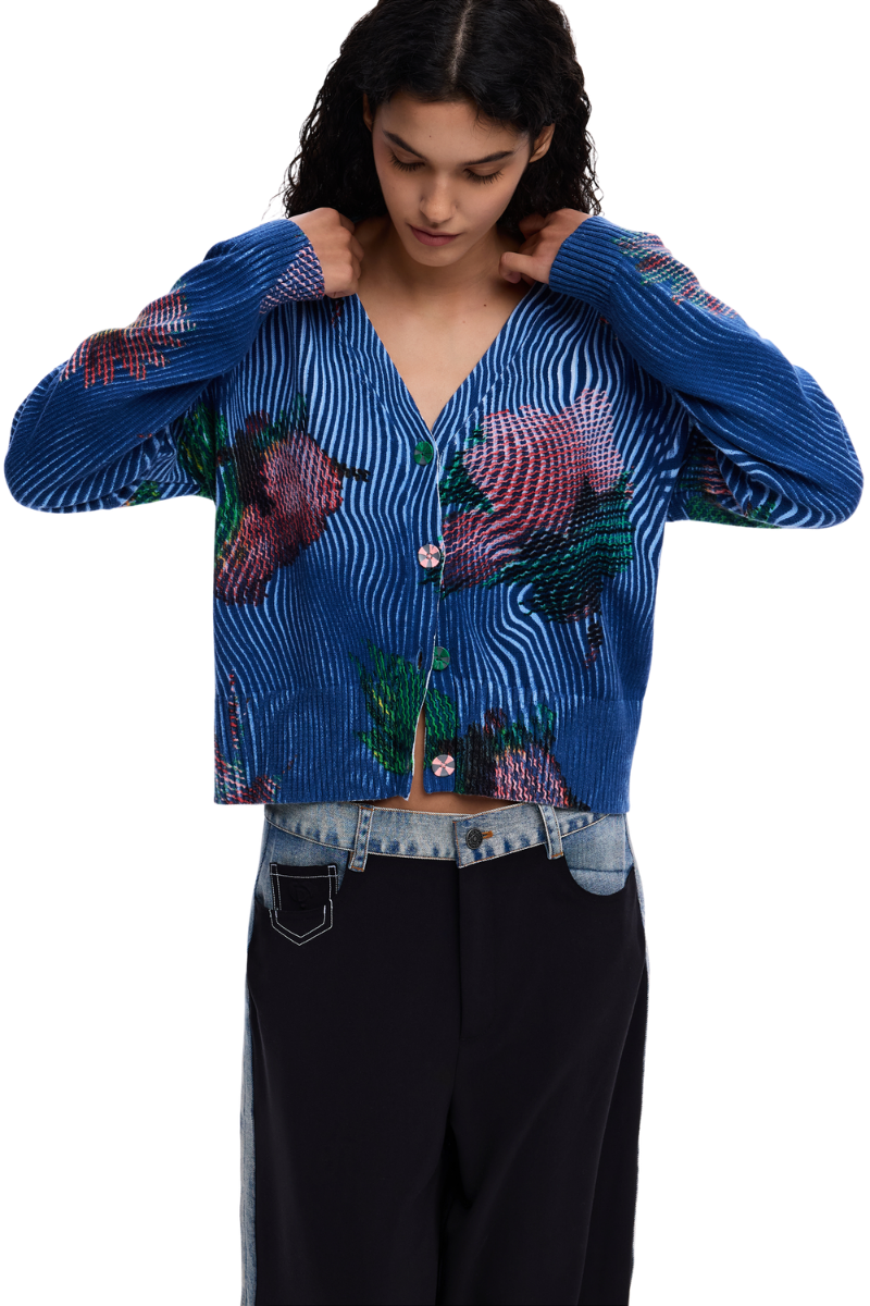 Desigual Floral Wave Knit Cardigan