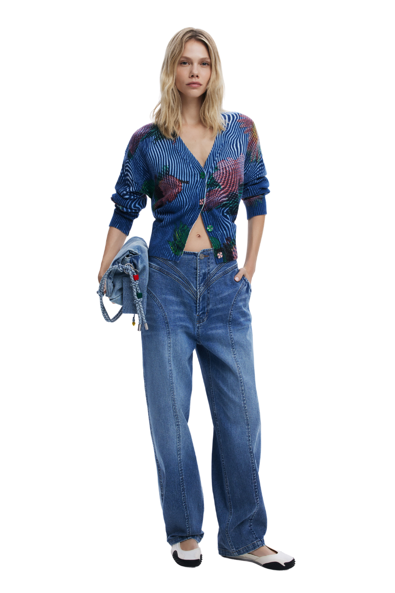 Desigual Floral Wave Knit Cardigan