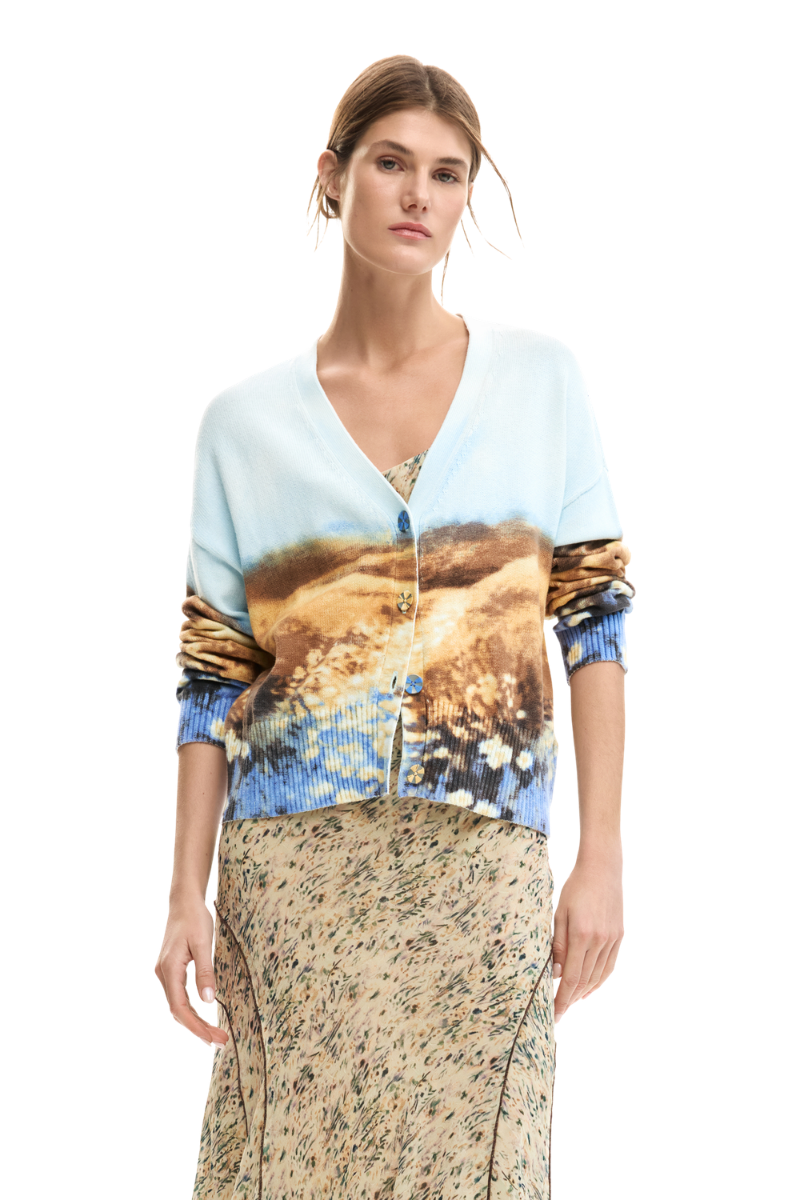 Desigual Landscape Print Cardigan