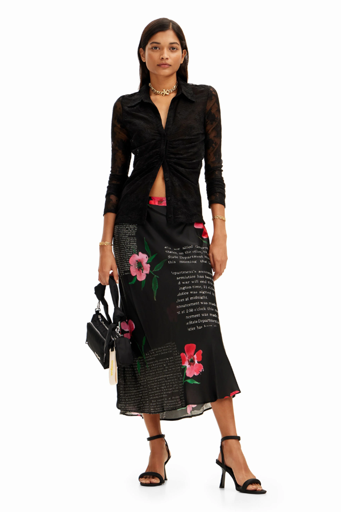 Shop Text Slip Midi Skirt By Desigual - Origen Imports