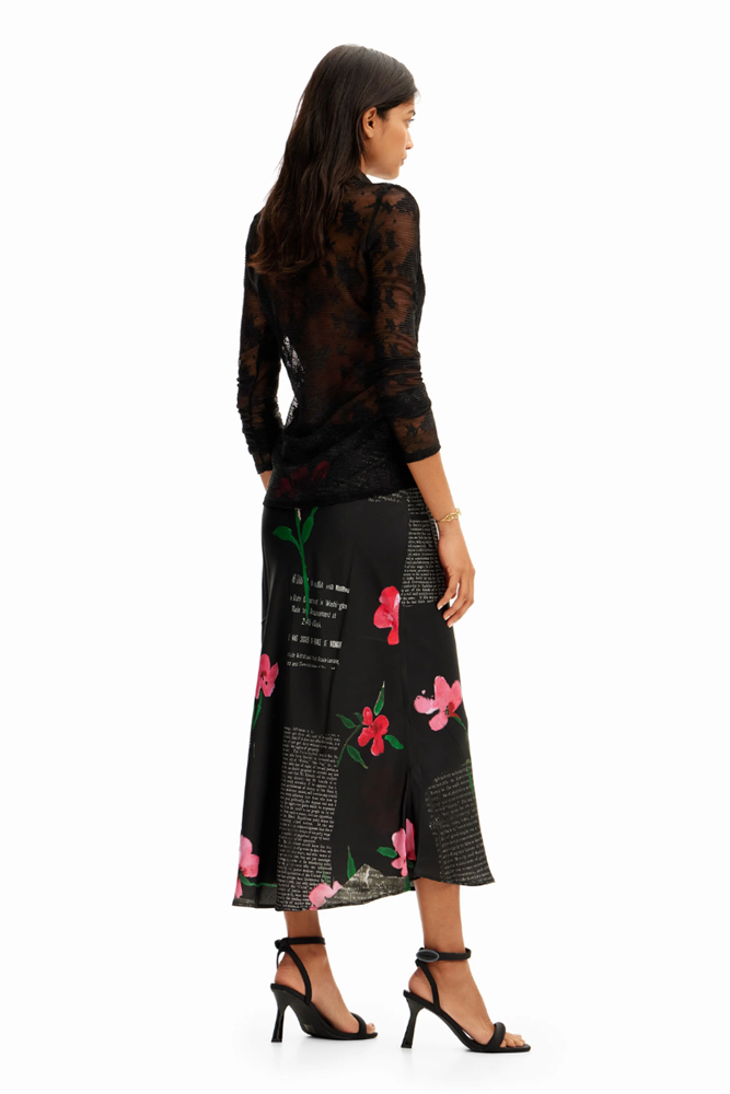 Shop Text Slip Midi Skirt By Desigual - Origen Imports
