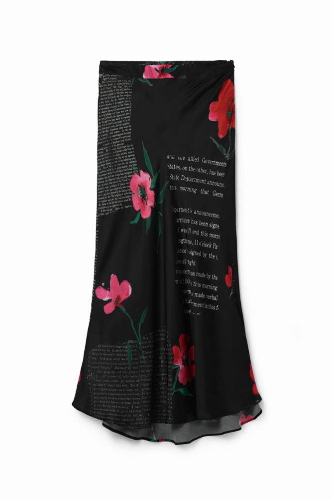 Shop Text Slip Midi Skirt By Desigual - Origen Imports