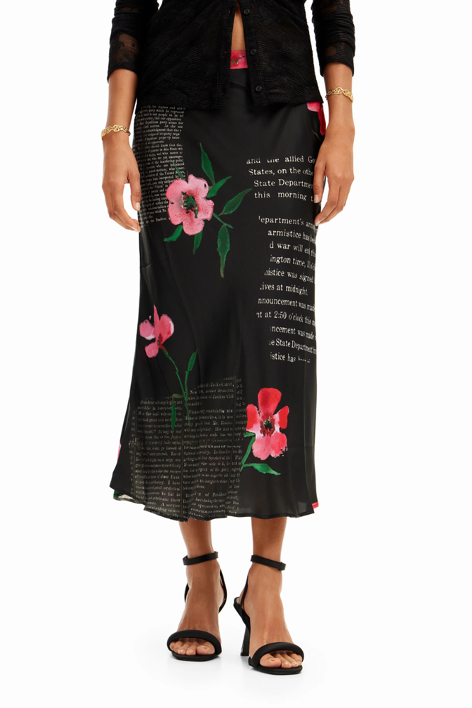 Shop Text Slip Midi Skirt By Desigual - Origen Imports
