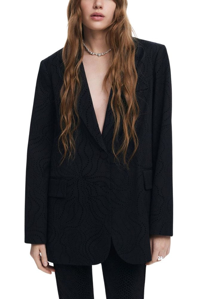 Black Desigual Laser-cut blazer