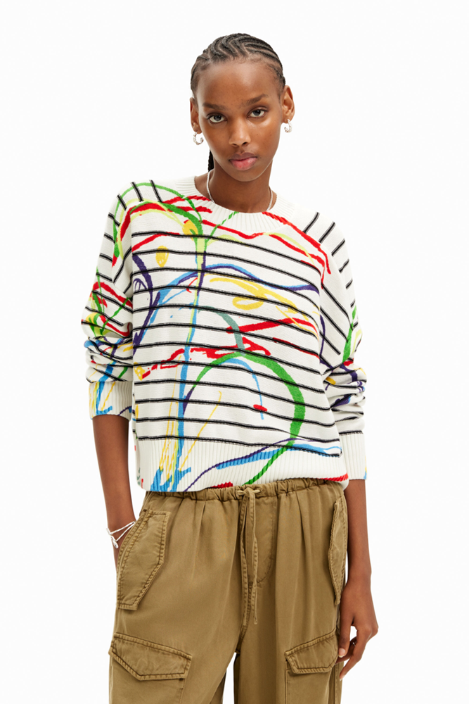 Shop Short Striped Arty Pullover By Desigual - Origen Imports