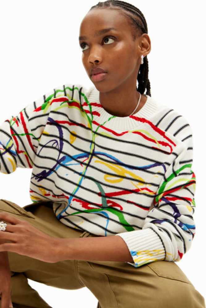 Shop Short Striped Arty Pullover By Desigual - Origen Imports