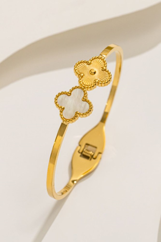 Shop Double Clover White/Gold Bracelet by Susan Rose - Origen Imports