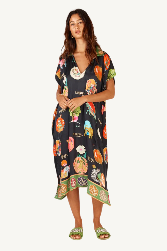 Down Under Kaftan in Black by Rubyyaya