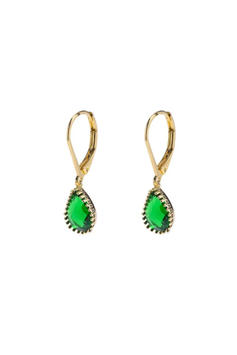 Emerald Gold Filled Tear Drop Earrings