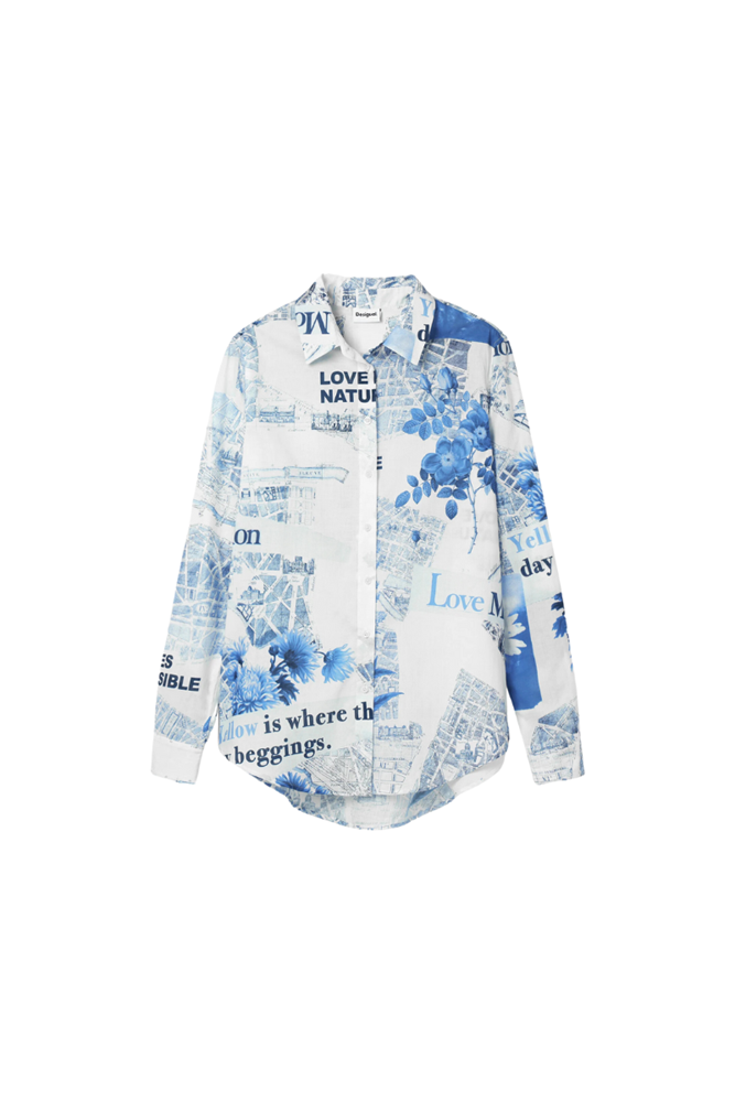 Shop Flowers News Print Shirt By Desigual - Origen Imports