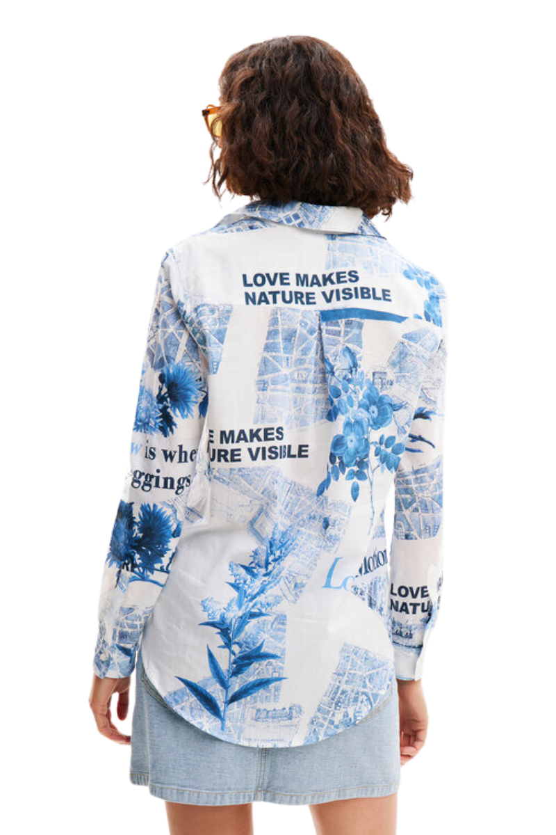 Shop Flowers News Print Shirt By Desigual - Origen Imports