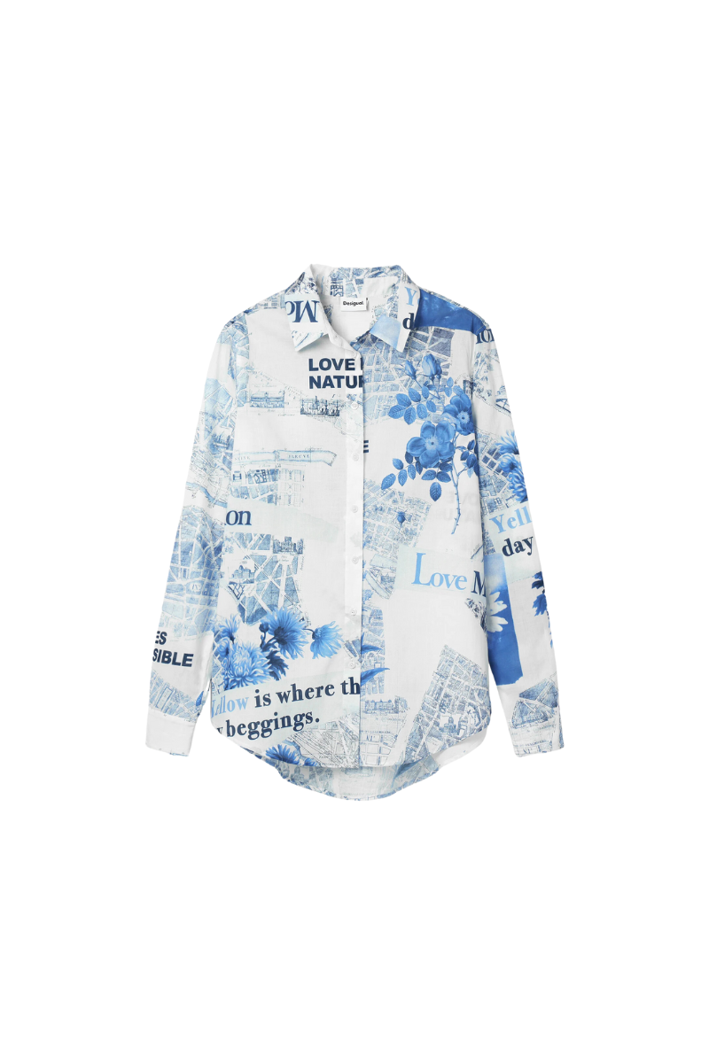 Shop Flowers News Print Shirt By Desigual - Origen Imports