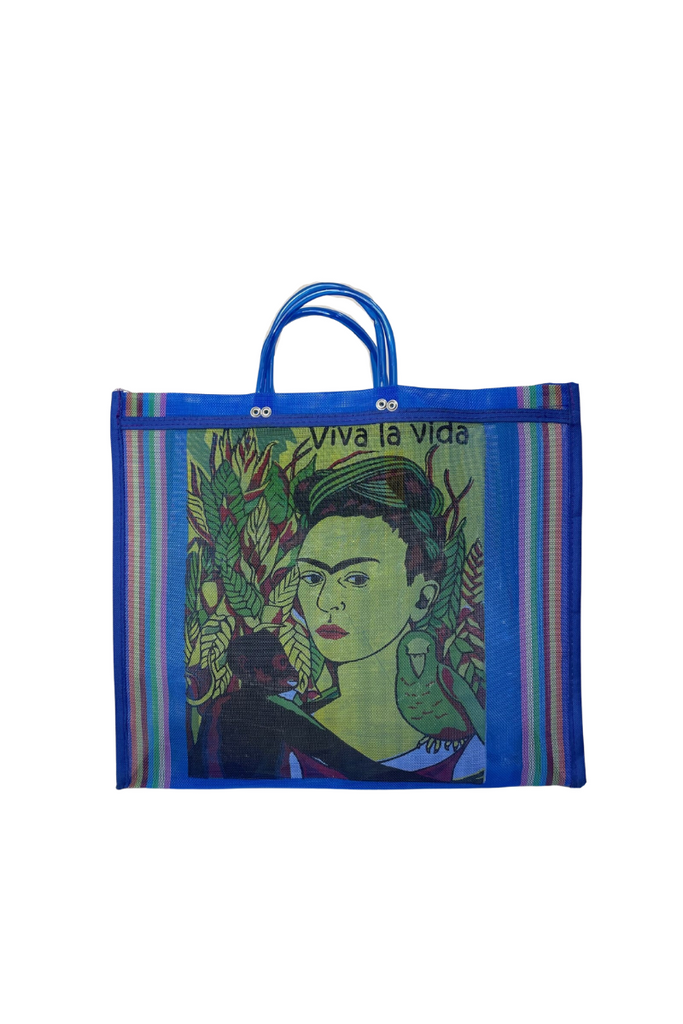 Shop Mexican Frida Kahlo Cobalt Mesh Shopper - Origen Imports