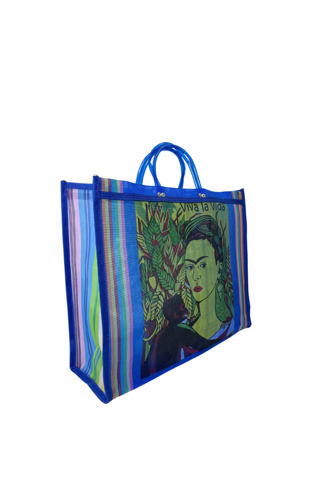Shop Mexican Frida Kahlo Cobalt Mesh Shopper - Origen Imports