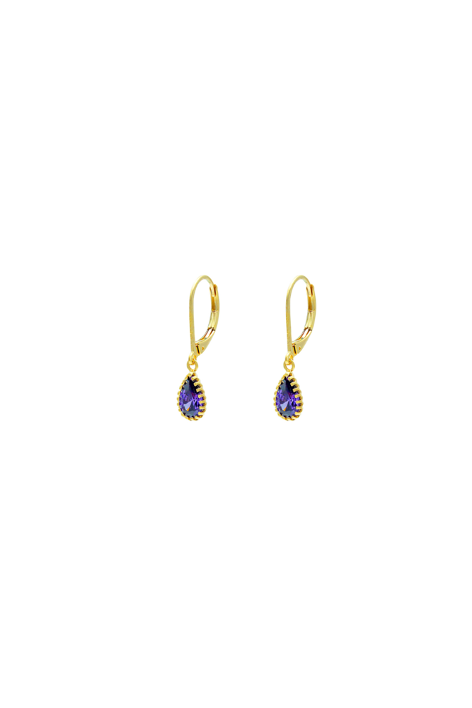 Shop Gold Tear Drop Earrings W Stone By GA - Origen Imports