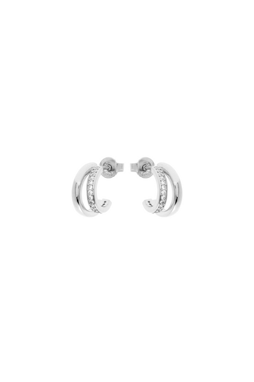 2 Half Circle CZ Stud Earrings By GA