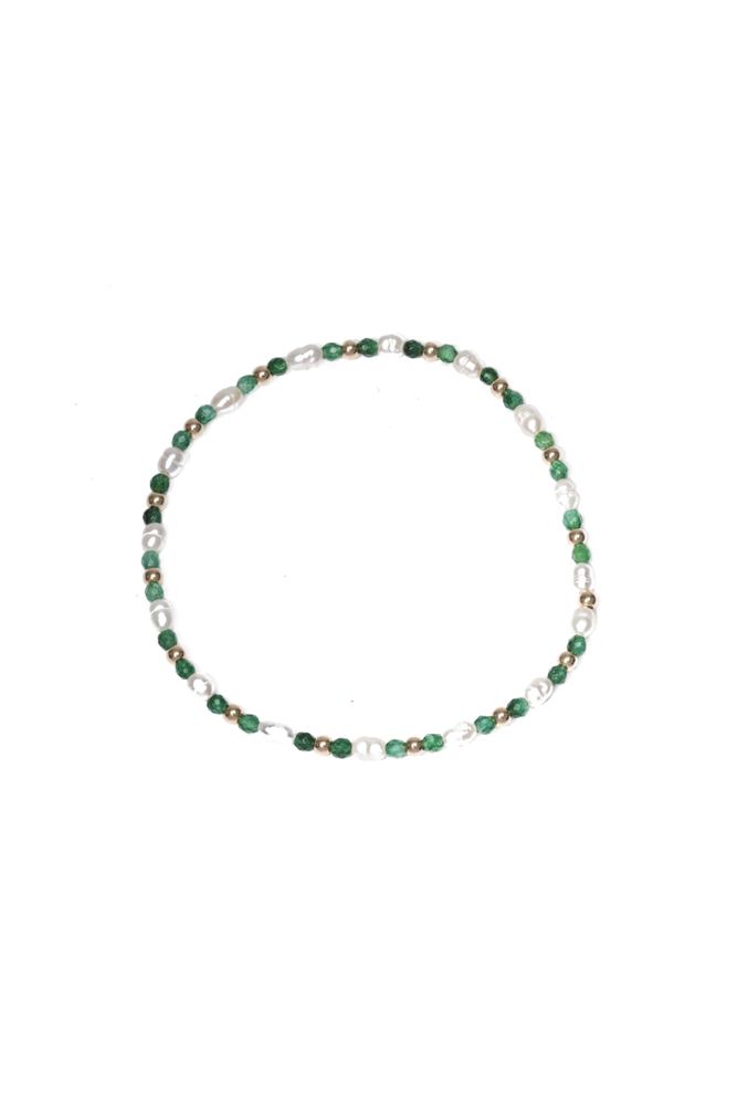 Shop Pearl & Emerald Stretch Bracelet By GA - Origen Imports