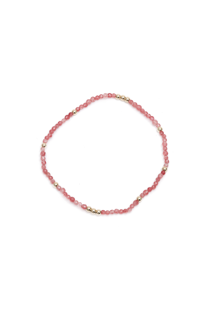 Shop Pink Jade & Gold Filled Beads Stretch Bracelet By GA - Origen Imports