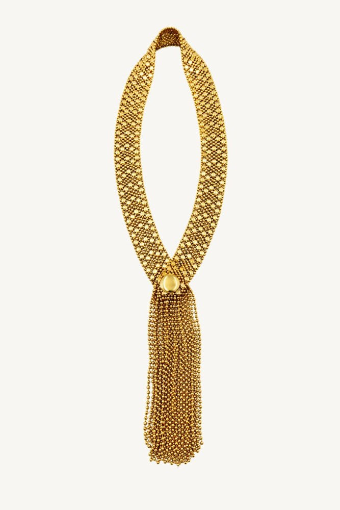 Gold Mesh Tassel Scarf Necklace