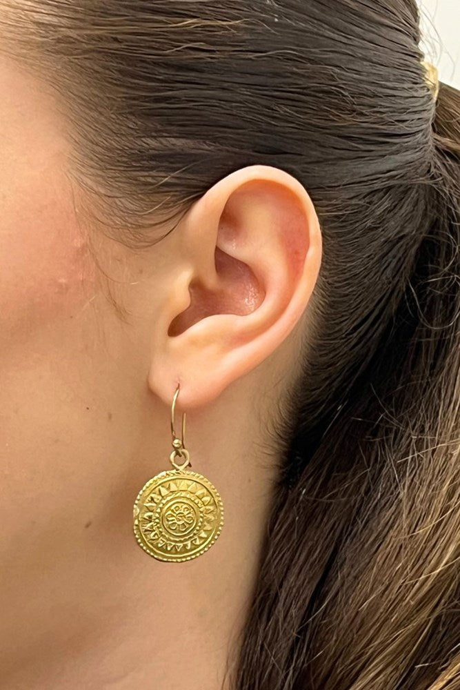 Shop Gold Brass Round Disc Earrings By Origen Imports - Origen Imports
