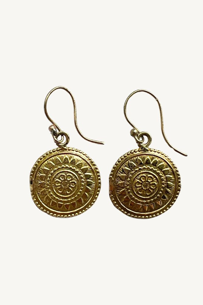 Shop Gold Brass Round Disc Earrings By Origen Imports - Origen Imports