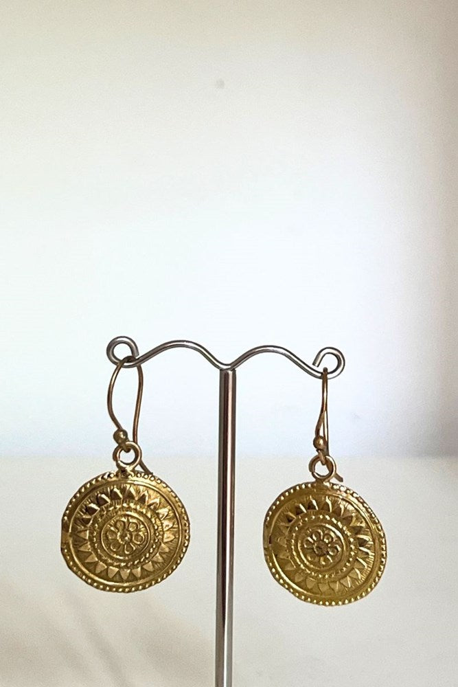Shop Gold Brass Round Disc Earrings By Origen Imports - Origen Imports