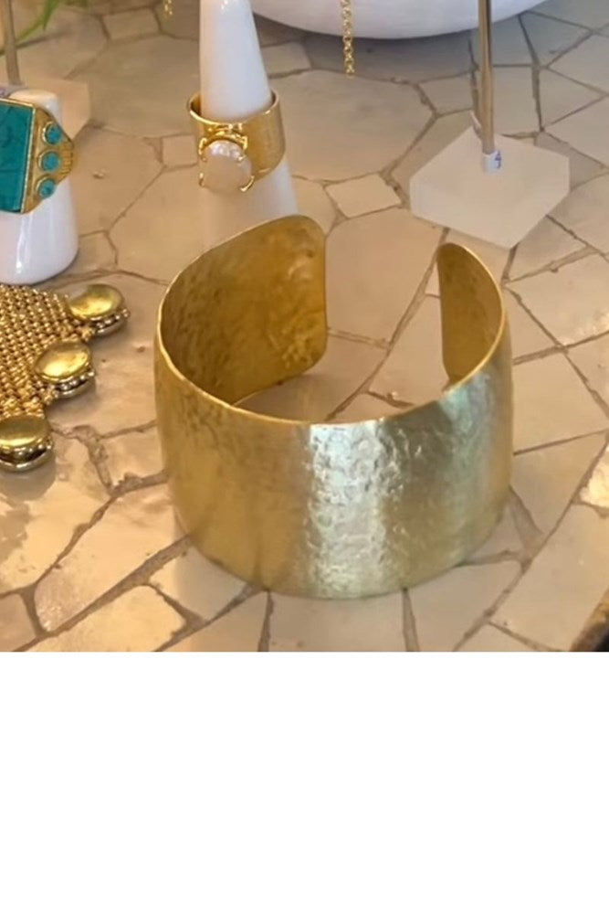 Shop Gold Hammered Brass Cuff By Origen Imports - Origen Imports