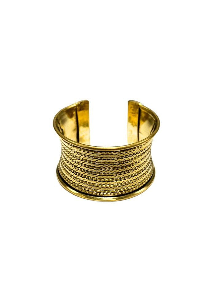 Shop Gold Wide Patterned Pure Brass Cuff Bracelet By Origen Imports - Origen Imports