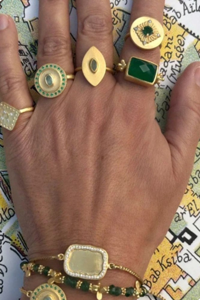 Shop Green Onyx Kasbah Ring by Rubyteva - Origen Imports