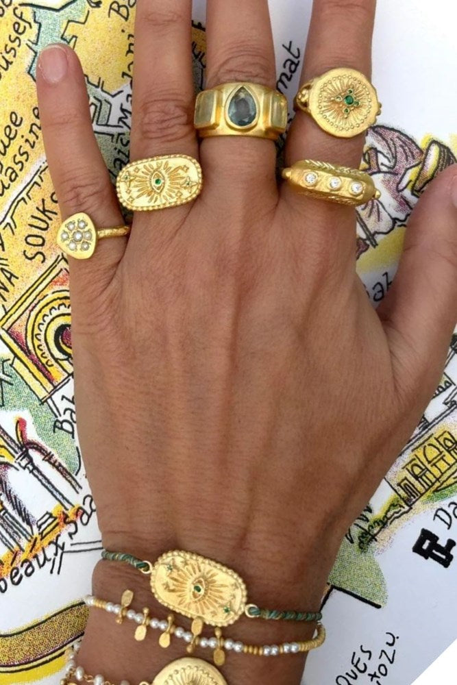 Shop Green Zircon Haveli Ring by Rubyteva - Origen Imports