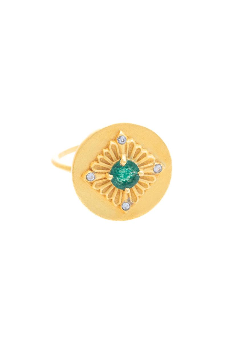 Shop Green Arabesque Green Aventurine ring By Rubyteva - Origen Imports
