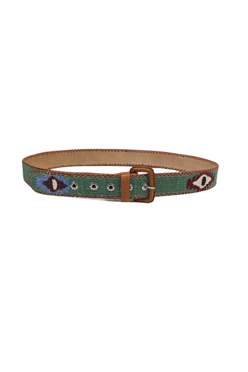 Shop Guatemalan Cotton Leather Rombo Belt - Origen Imports
