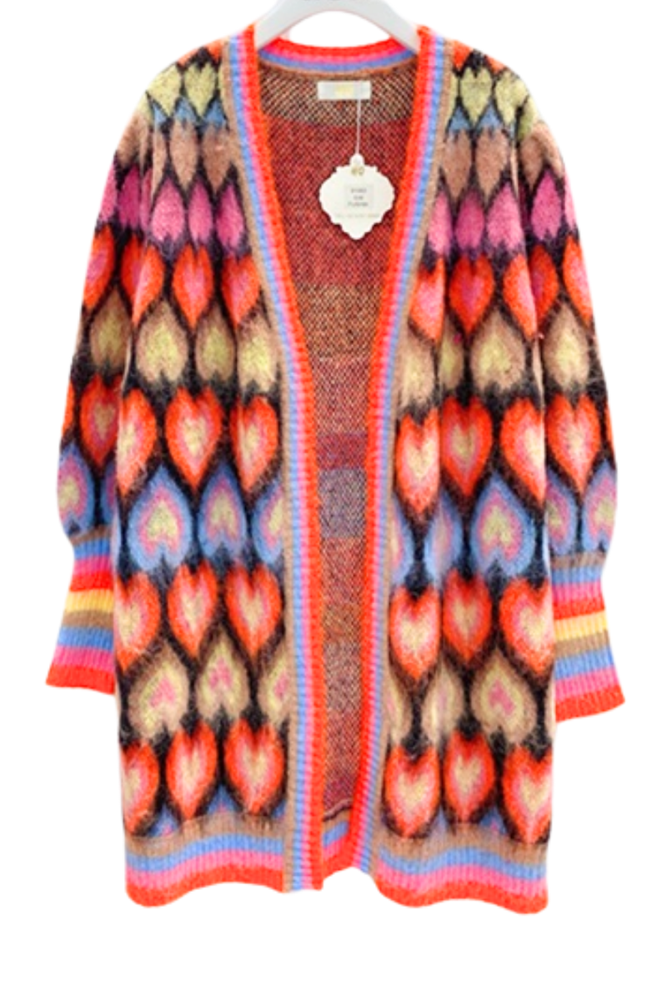 Shop Heart Wool Blend Knit Fuchsia Cardigan - Origen Imports